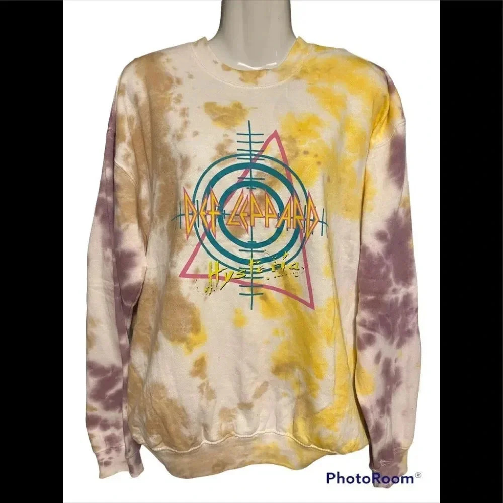 Def Leppard Hysteria Tie Dye Sweatshirt by Goodie Two Sleeves